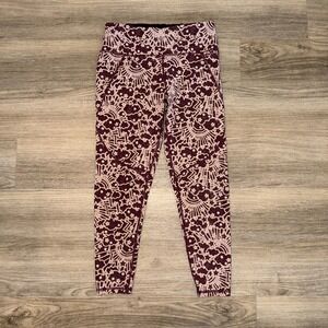 Sweaty Betty Power 7/8 Leggings Burgundy Cream Celestial Print High Rise